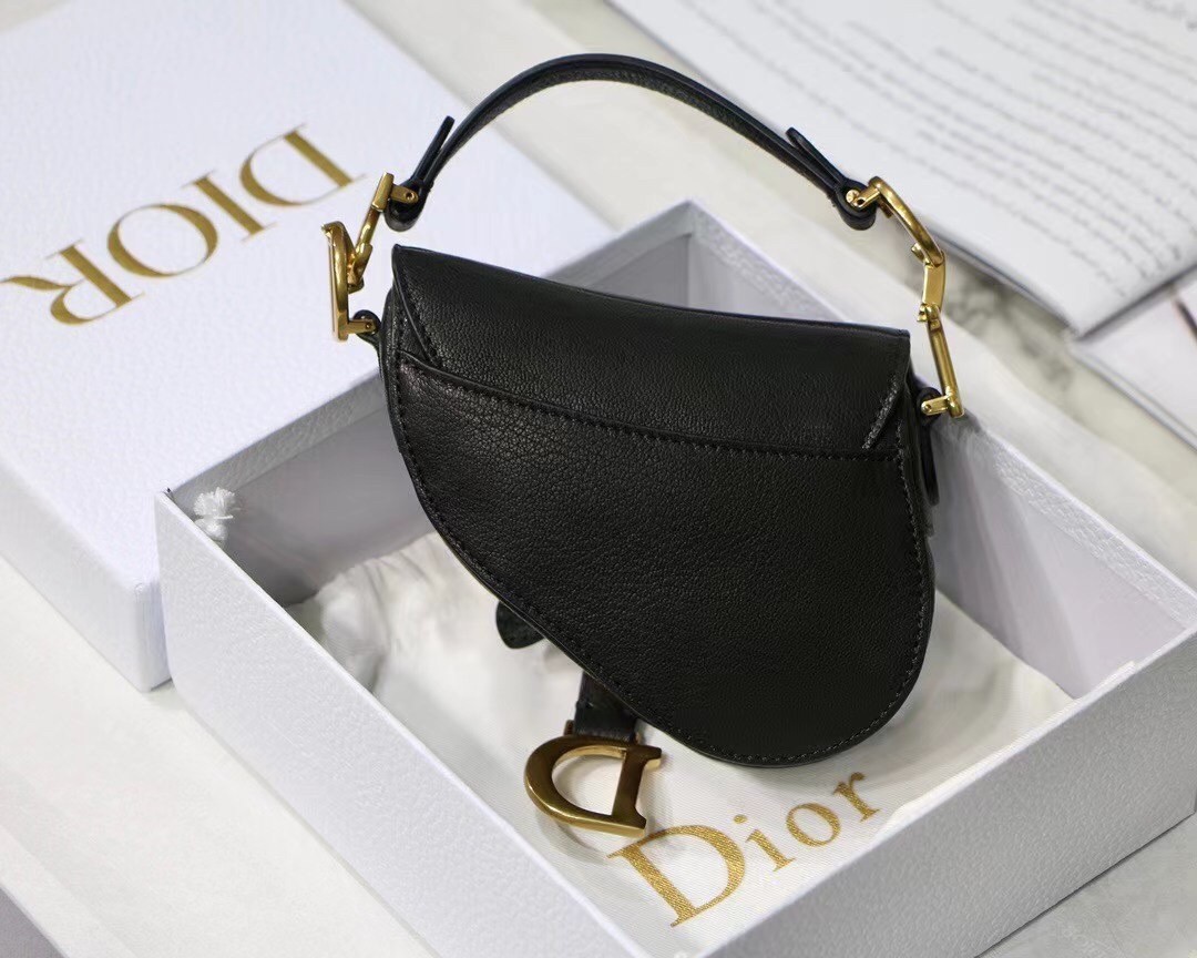 Dior Micro Saddle Bag In Black Goatskin 232