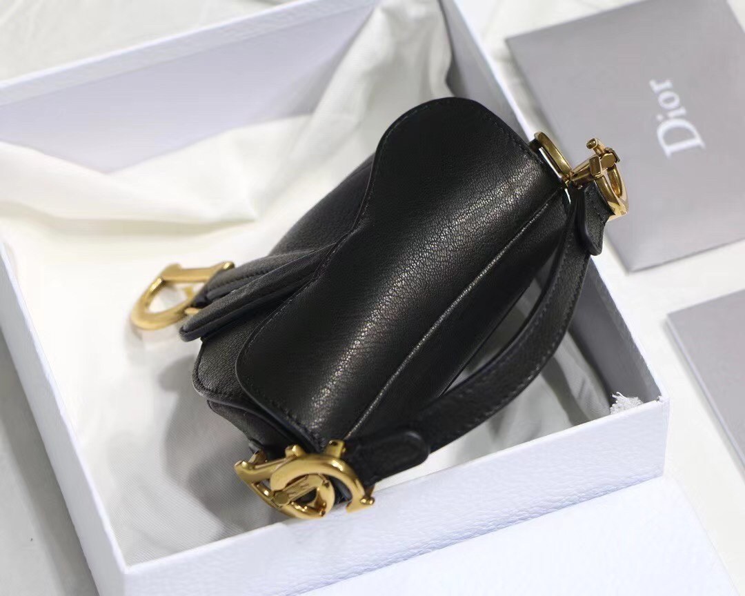 Dior Micro Saddle Bag In Black Goatskin 232