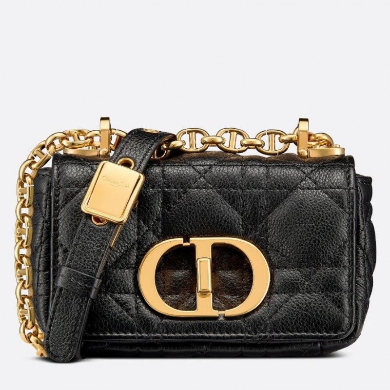 Dior Micro Caro Bag In Black Cannage Calfskin 240