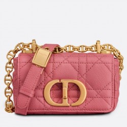 Dior Micro Caro Bag In Pink Cannage Calfskin 279