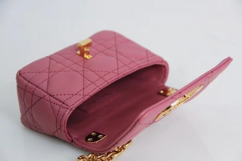 Dior Micro Caro Bag In Pink Cannage Calfskin 279