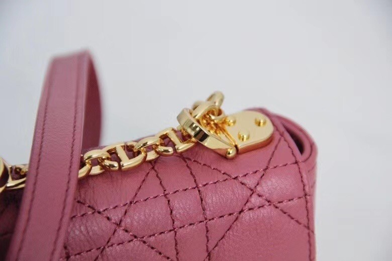 Dior Micro Caro Bag In Pink Cannage Calfskin 279