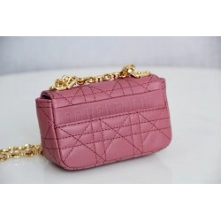 Dior Micro Caro Bag In Pink Cannage Calfskin 279