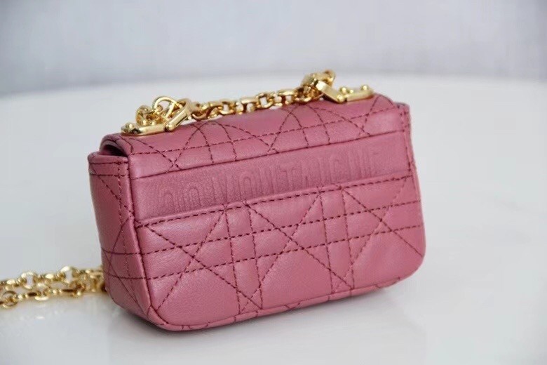 Dior Micro Caro Bag In Pink Cannage Calfskin 279