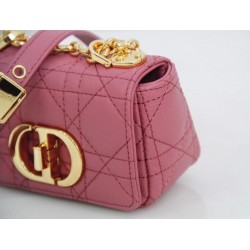 Dior Micro Caro Bag In Pink Cannage Calfskin 279