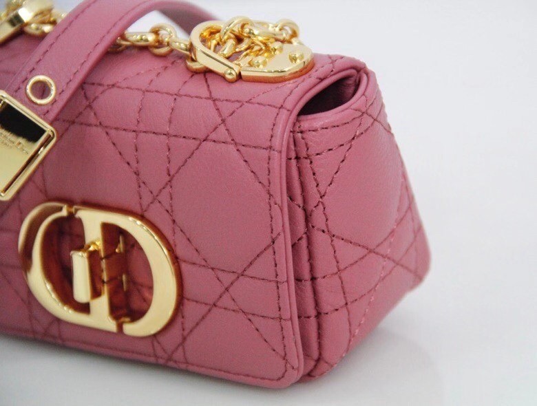 Dior Micro Caro Bag In Pink Cannage Calfskin 279