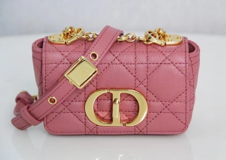 Dior Micro Caro Bag In Pink Cannage Calfskin 279