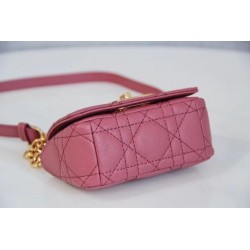 Dior Micro Caro Bag In Pink Cannage Calfskin 279