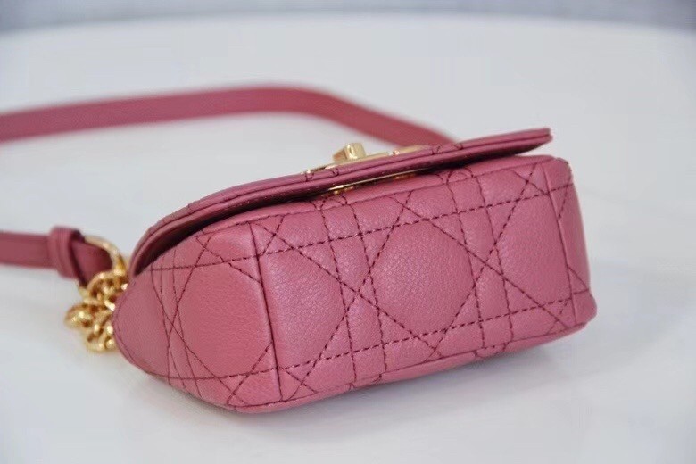 Dior Micro Caro Bag In Pink Cannage Calfskin 279