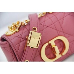 Dior Micro Caro Bag In Pink Cannage Calfskin 279