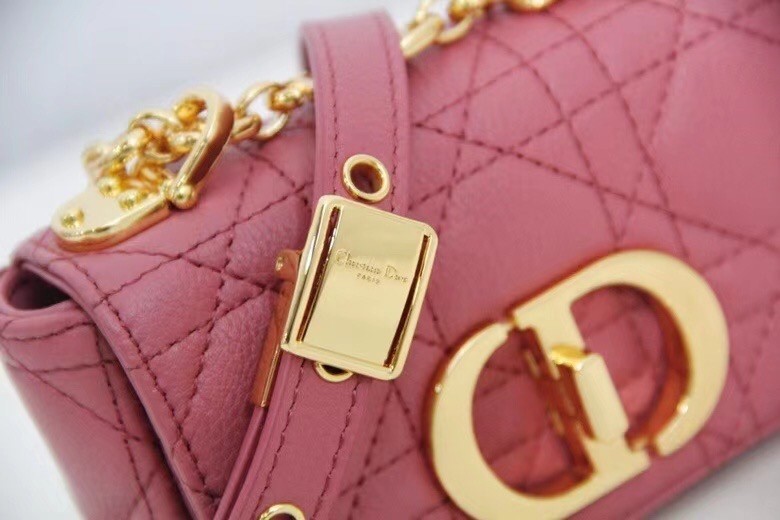 Dior Micro Caro Bag In Pink Cannage Calfskin 279