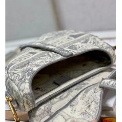 Dior Saddle Bag In Grey Toile de Jouy Embroidery 028