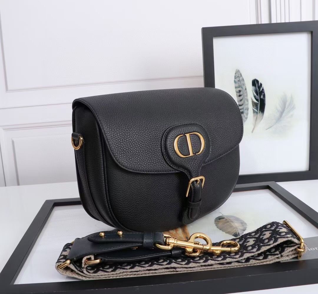 Dior Large Bobby Bag In Black Grained Calfskin 135