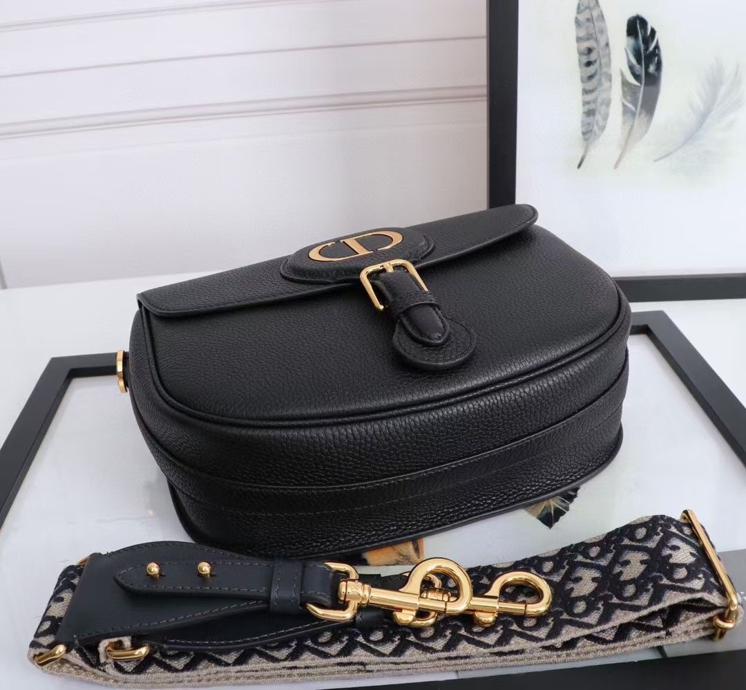 Dior Large Bobby Bag In Black Grained Calfskin 135