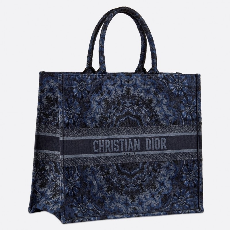 Dior Book Tote Bag In Blue KaleiDiorscopic Canvas 153