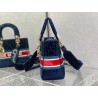 Dior Medium Lady D-Lite Bag In Blue Velvet Embroidery 388