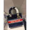 Dior Medium Lady D-Lite Bag In Blue Crocodile Embroidered Velvet 423