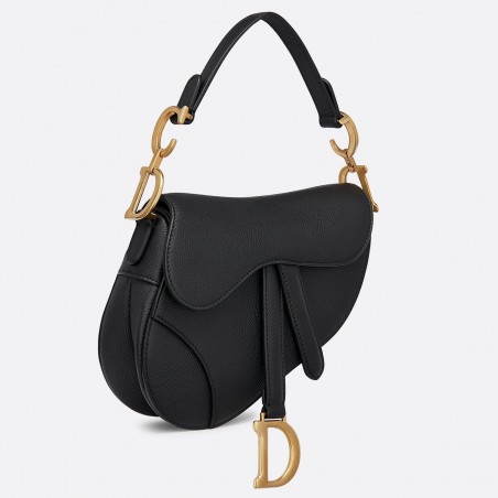 Dior Mini Saddle Bag In Black Grained Calfskin 552