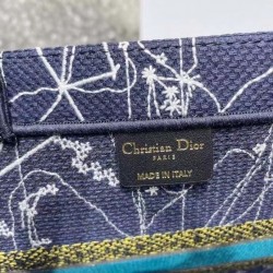 Dior Small Book Tote In Blue Dior Constellation Embroidery 304