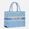 Dior Small Book Tote In Cornflower Blue Dior Oblique Embroidery 364