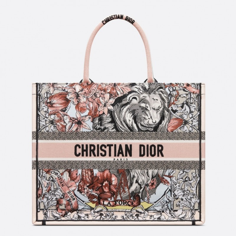 Dior Book Tote Bag In Multicolor La Force Embroidery 424