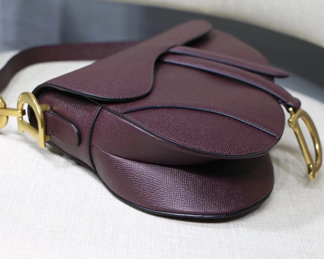 Dior Saddle Bag In Bordeaux Grained Calfskin 479