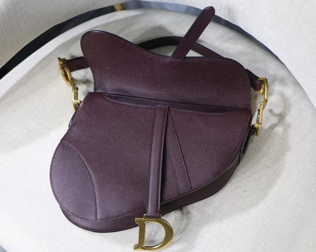 Dior Saddle Bag In Bordeaux Grained Calfskin 479