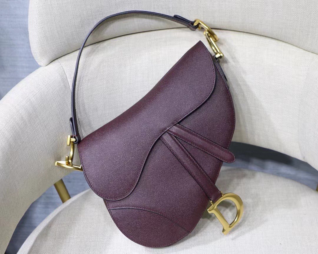 Dior Saddle Bag In Bordeaux Grained Calfskin 479