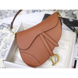 Dior Saddle Bag In Brown Grained Calfskin 509