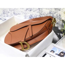 Dior Saddle Bag In Brown Grained Calfskin 509