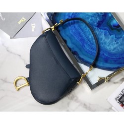 Dior Saddle Bag In Navy Blue Grained Calfskin 545