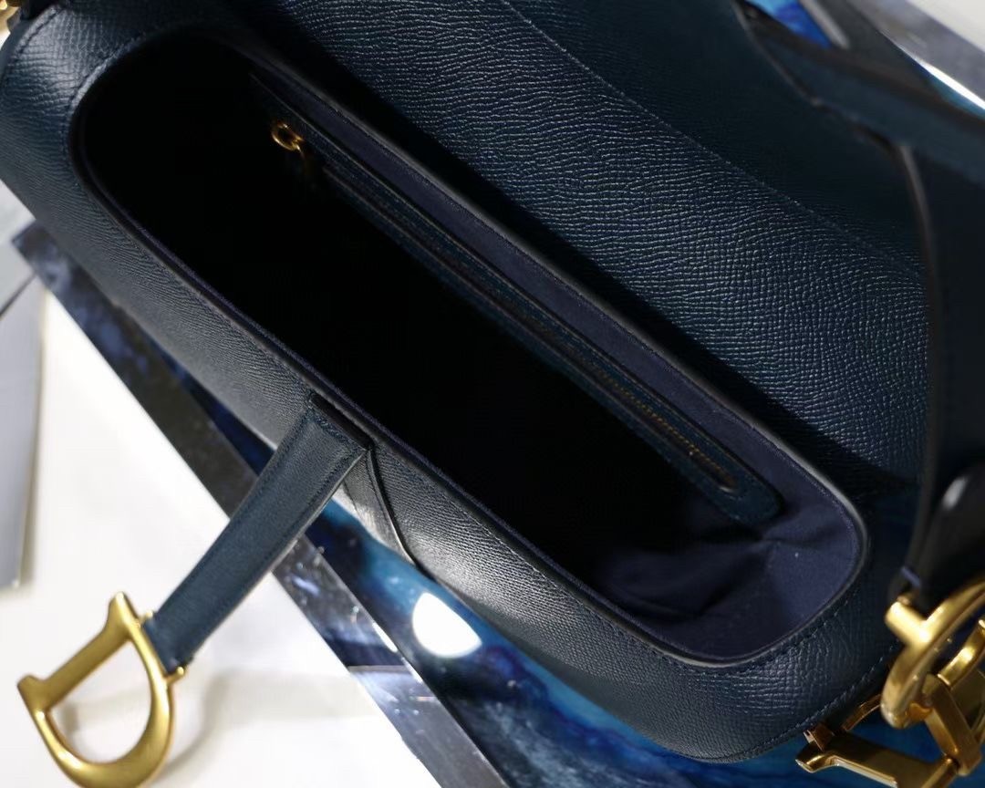 Dior Saddle Bag In Navy Blue Grained Calfskin 545