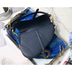 Dior Saddle Bag In Navy Blue Grained Calfskin 545