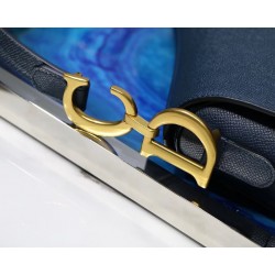 Dior Saddle Bag In Navy Blue Grained Calfskin 545