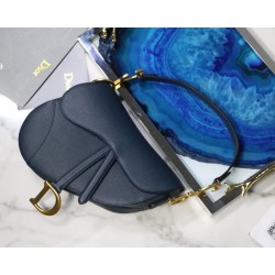 Dior Saddle Bag In Navy Blue Grained Calfskin 545