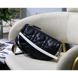 Dior Vibe Small Hobo Bag In Black Cannage Lambskin 636