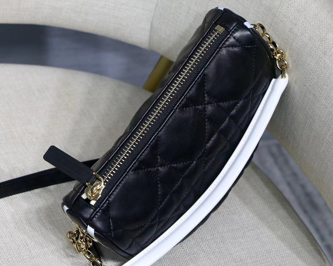 Dior Vibe Small Hobo Bag In Black Cannage Lambskin 636