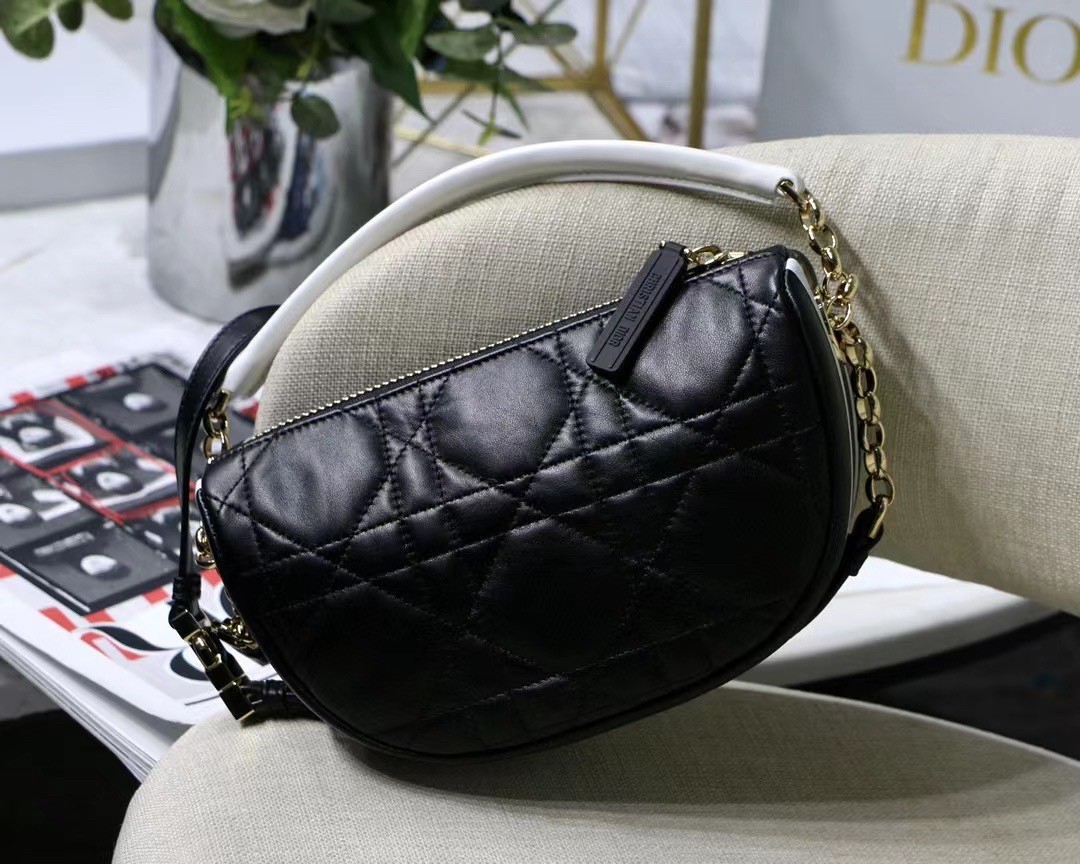 Dior Vibe Small Hobo Bag In Black Cannage Lambskin 636