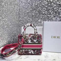 Dior Medium Lady D-Lite Bag In Multicolor Butterfly Embroidery 658