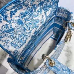 Dior Medium Lady D-Lite Bag In Blue Toile de Jouy Canvas 681