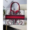 Dior Medium Book Tote In Latte Multicolor Cupidon Embroidery 230