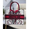 Dior Medium Book Tote In Latte Multicolor Cupidon Embroidery 230