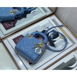 Dior Micro Lady Dior Bag In Blue Patent Calfskin 302