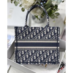 Dior New Small Book Tote In Blue Dior Oblique Jacquard 802