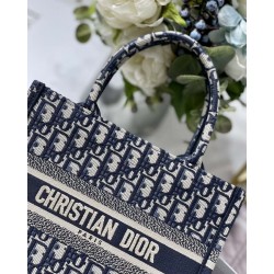 Dior New Small Book Tote In Blue Dior Oblique Jacquard 802