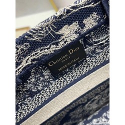 Dior New Small Book Tote In Blue Toile de Jouy Reverse Embroidery 844