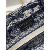 Dior New Small Book Tote In Blue Toile de Jouy Reverse Embroidery 844