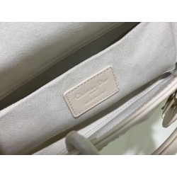 Dior Lady D-Joy Bag In White Calfskin with Diamond Motif 790