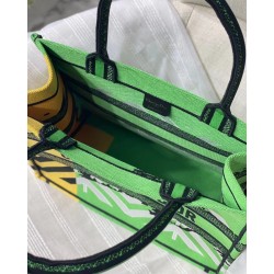 Dior Medium Book Tote Bag In Green D-Jungle Pop Embroidery 878