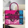 Dior Medium Book Tote Bag In Pink D-Jungle Pop Embroidery 923